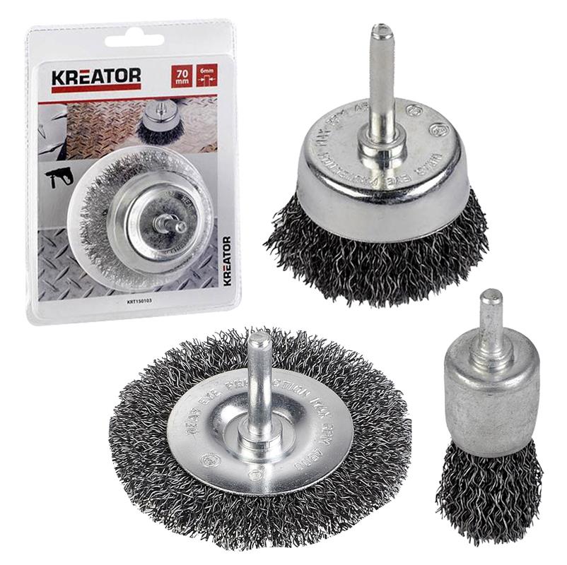 Brosses acier ondulé pour perceuses Kreator