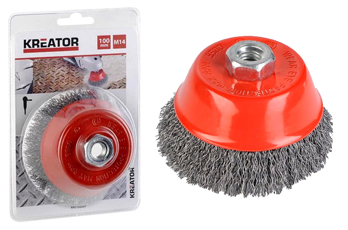 Brosse soucoupe acier ondulé pour meuleuses - Kreator 03150201