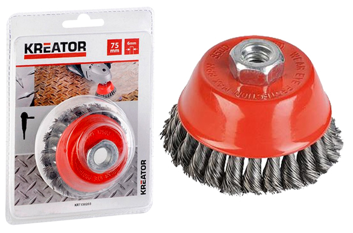 Brosse soucoupe acier torsadé pour meuleuses - Kreator