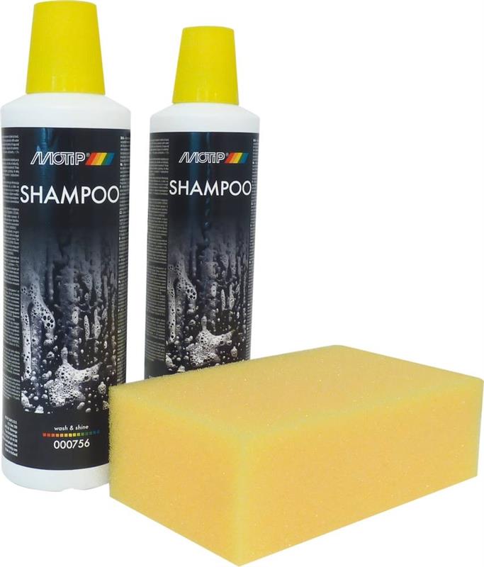 Shampoing pour véhicules motorisés - Kit 2 flacons de 500ml avec éponge - MOTIP 000756