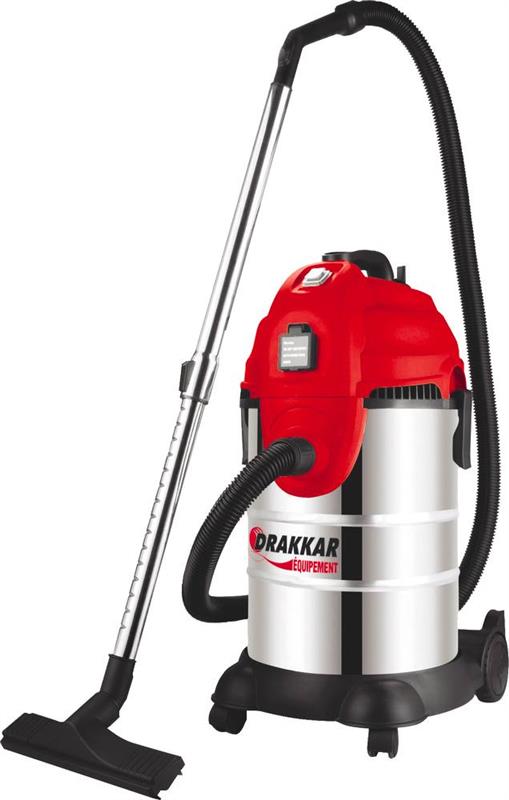 Aspirateur eau et poussière Cuve inox 30L - Prise électroportatif - Drakkar Equipement 07439