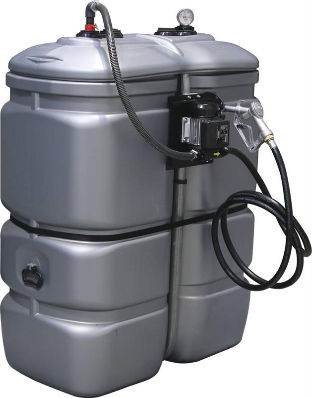 Cuve de stockage gasoil PEHD 750L double paroi avec station à gasoil 230V - 60 L/min - Drakkar Equipement 08062