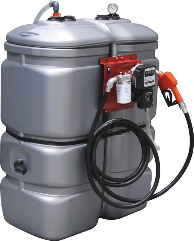 Cuve de stockage gasoil PEHD 750L double paroi avec station à gasoil 230V - 60 L/min - Drakkar Equipement 08063