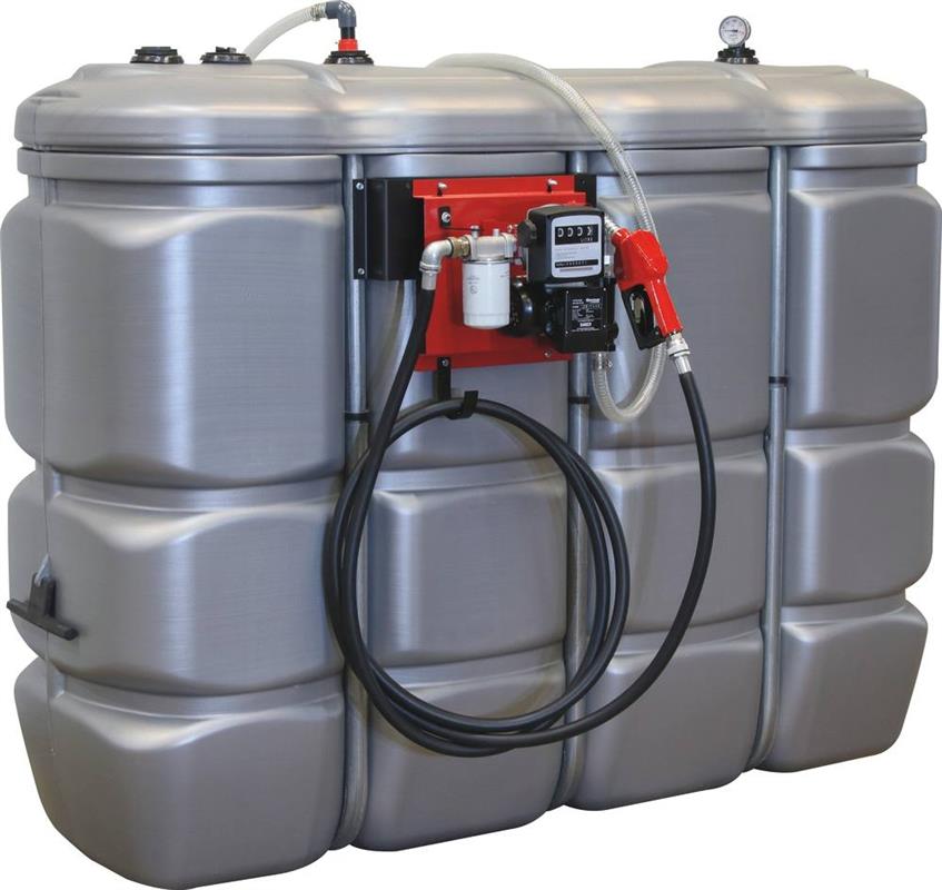 Cuve de stockage Gasoil PEHD 2000L Double paroi avec station à Gasoil 230V - 60 L/min - Drakkar Equipement 08117