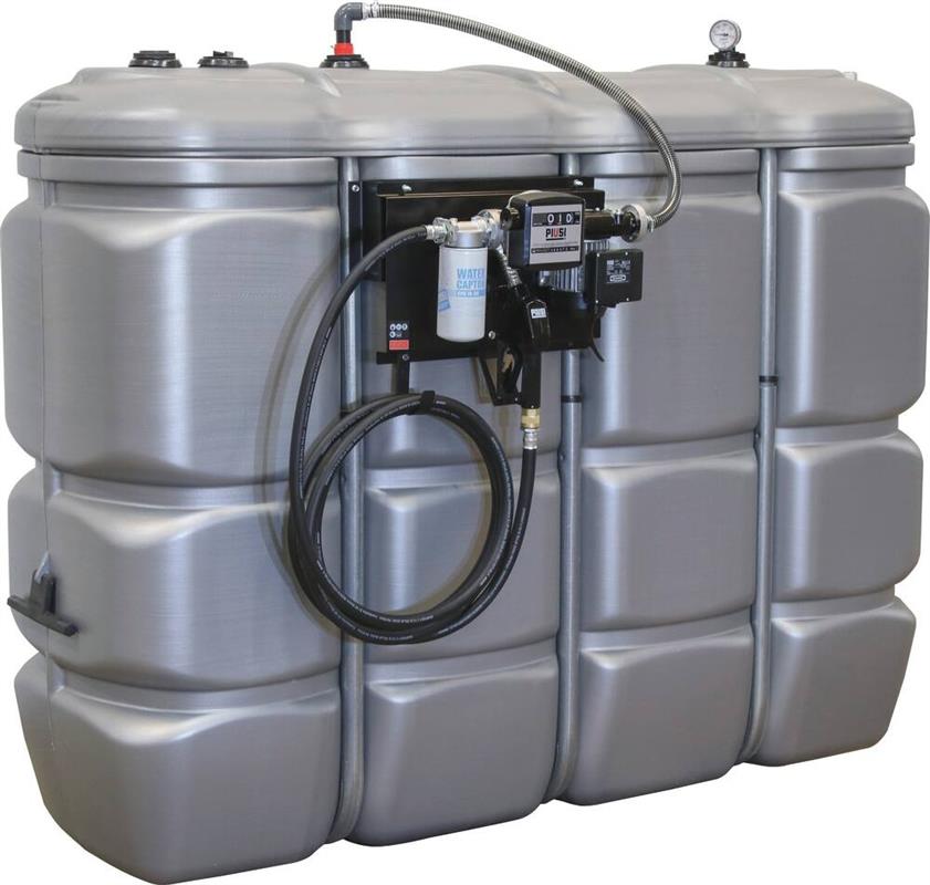 Cuve de stockage Gasoil PEHD 2000L Double paroi avec station à Gasoil 230V - 70 L/min - PIUSI 08119