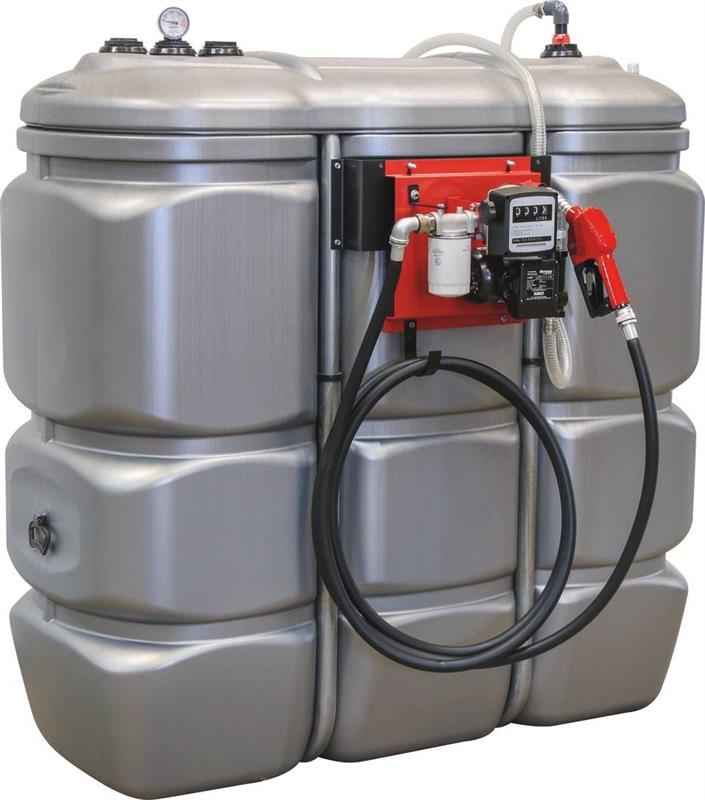 Cuve de stockage Gasoil PEHD 1500L Double paroi avec station à Gasoil 230V - 60 L/min - Drakkar Equipement 08127