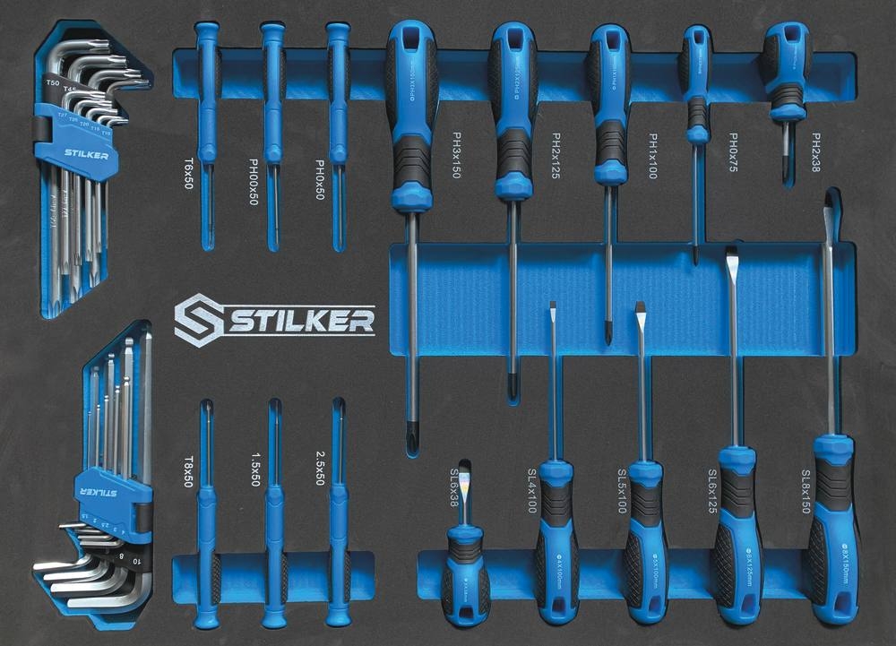 Module mousse - Tournevis et Clés mâles - 34 pièces - Stilker 09634