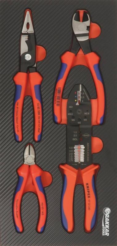 Module mousse finition carbone - Pinces coupantes / Universelle / À sertir - 4 pièces - Knipex 09892