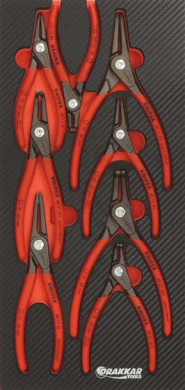 Module mousse finition carbone - Pinces circlips - 8 pièces - Knipex 09893