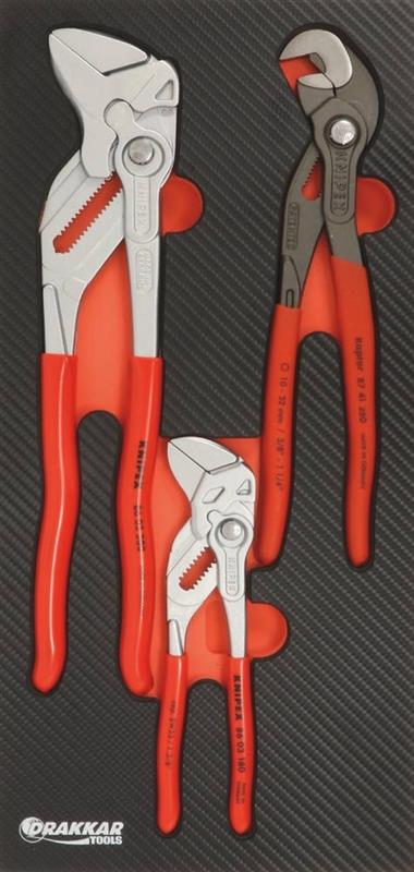 Module mousse finition carbone - Pinces clé - 3 pièces - Knipex 09894