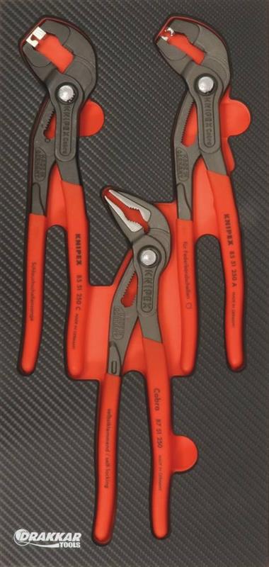 Module mousse finition carbone - Pinces à collier / Multiprise Cobra - 3 pièces - Knipex 09897