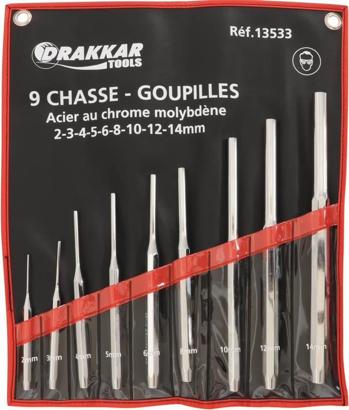 Pochette de 9 chasse-goupilles de 110 à 248mm - Drakkar Tools 13533