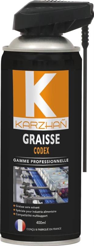 Graisse CODEX et agro-alimentaire avec tête 2 jets - Aérosol 400ml - KARZHAN 24554