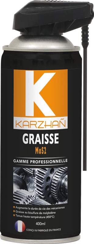 Graisse au molybdène MOS2 avec tête 2 jets - Aérosol 400ml - KARZHAN 24558