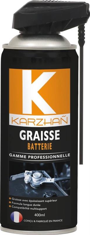 Graisse pour batterie avec tête 2 jets - Aérosol de 400ml - KARZHAN 24562