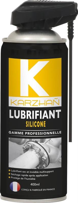 Lubrifiant au silicone avec tête 2 jets - Aérosol 400ml - KARZHAN 24580