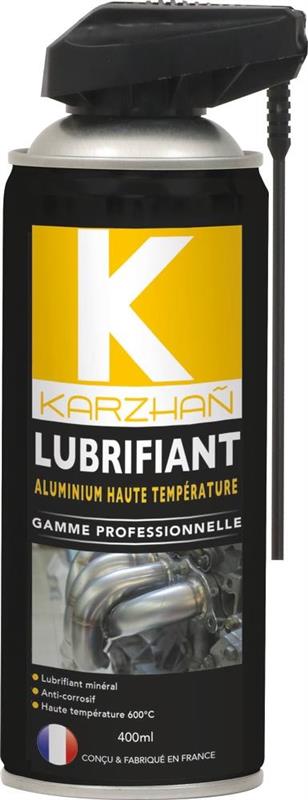 Lubrifiant aluminium haute température 600°C avec tête 2 jets - Aérosol 400ml - KARZHAN 24590