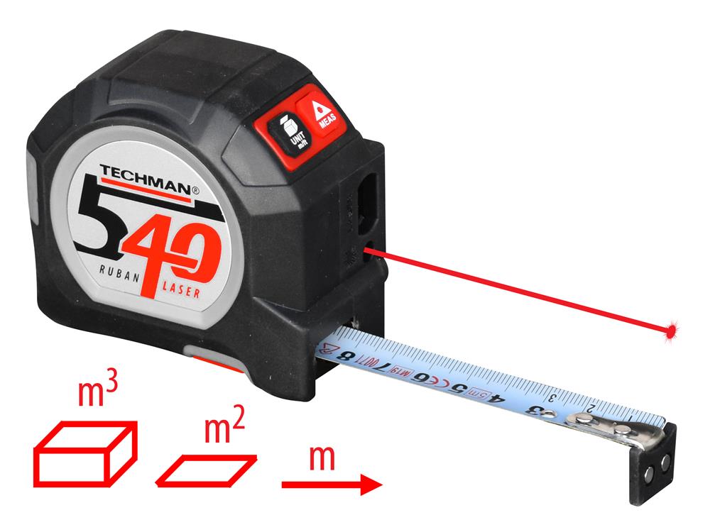 Mesure combinée RUBAN/LASER - 540 EVOLUTION - 5m (ruban) / 40m (laser) - Techman 4800710