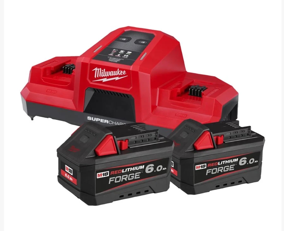 Pack 2 batteries M18 FORGE 18V 6Ah + Super Chargeur double M18 FORGENRG-602 - Milwaukee 4933498549