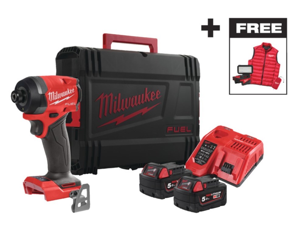 Pack M18 FID3MC-502X : Visseuse à Chocs Hex ¼  M18 FUEL™ + doudoune & projecteur LED - Milwaukee 4933499450 Pack M18 FID3MC-502X : Visseuse à Chocs Hex ¼  M18 FUEL™ + doudoune & projecteur LED - Milwaukee 4933499450