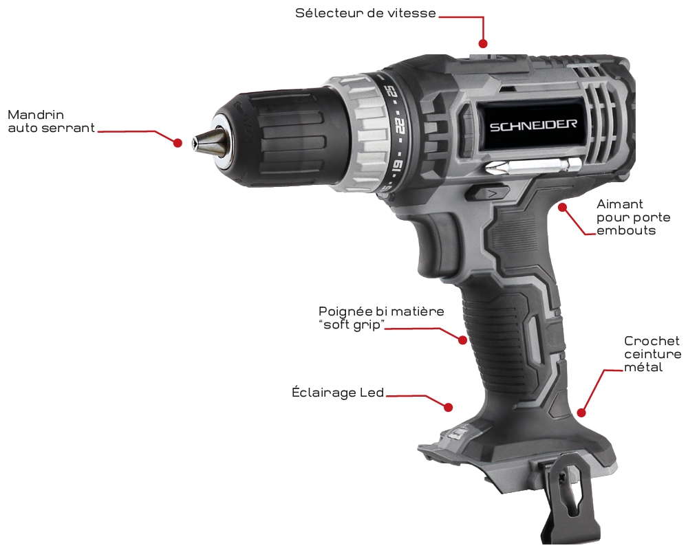 Perceuse visseuse 20V 35Nm Schneider 50805