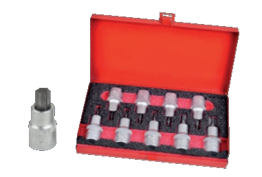 Coffret de 9 douilles tournevis 1/2’’ TORX - 55mm - HEXEL 508C9