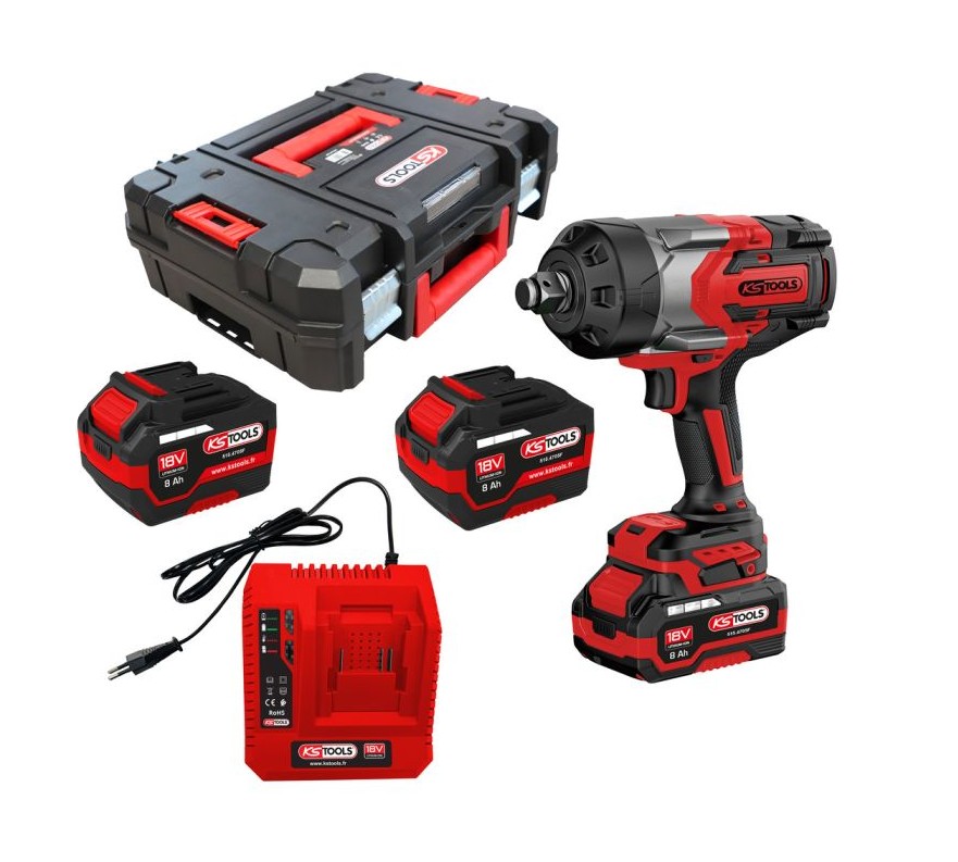 Coffret clé à chocs brushless 3/4"  18V 2300 Nm avec 2 batteries 8 Ah + chargeur - KS TOOLS 515.4720F Coffret clé à chocs brushless 3/4"  18V 2300 Nm avec 2 batteries 8 Ah + chargeur - KS TOOLS 515.4720F