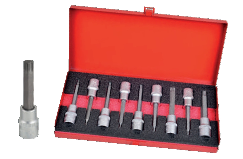 Coffret de 9 douilles tournevis 1/2’’ TORX - 100mm - HEXEL 518C9