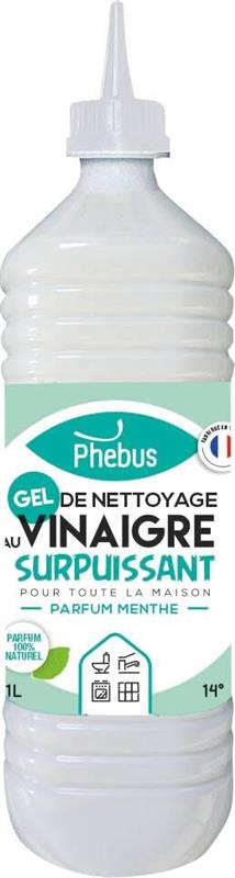 Vinaigre de nettoyage surpuissant 14° en gel - Parfum menthe - 1L - Phebus 58287