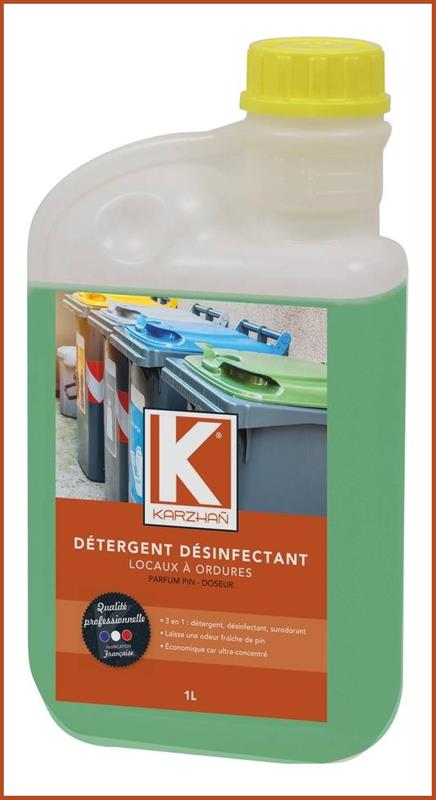 Désinfectant et détergent spécial poubelles - Parfum pin - Bidon doseur de 1L - KARZHAÑ 58665