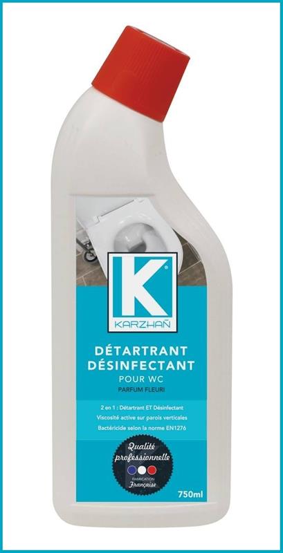 Détartrant désinfectant WC - Parfum fleuri - Bouteille coudée de 750ml - KARZHAÑ 58700