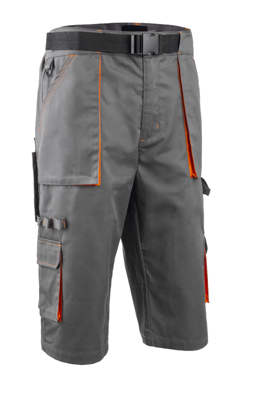 Bermuda long de travail 7 poches - Gris/Orange - PADDOCK II - COVERGUARD 5PAS150