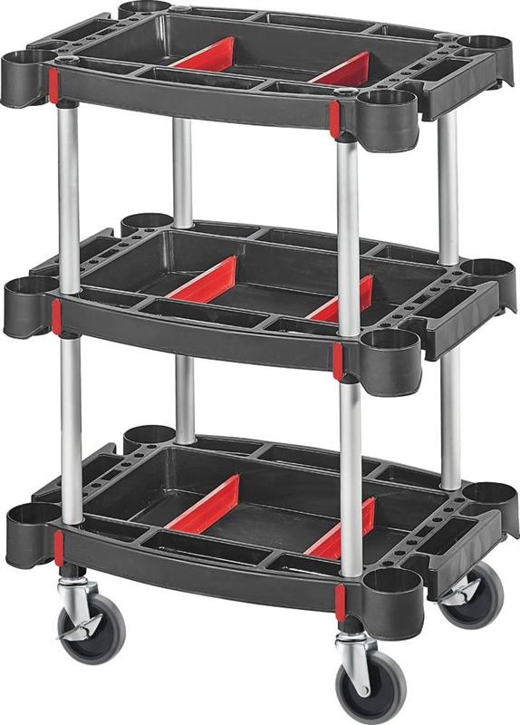 Servante d’atelier professionnelle 3 plateaux multi-rangements - Drakkar Equipement 72541