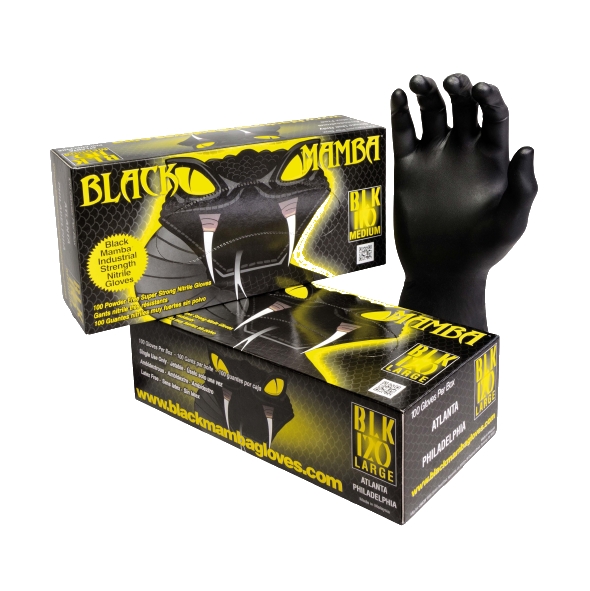 Gants nitrile noir - Boîte de 100 - Taille M - BLACKMAMBA BLM05004