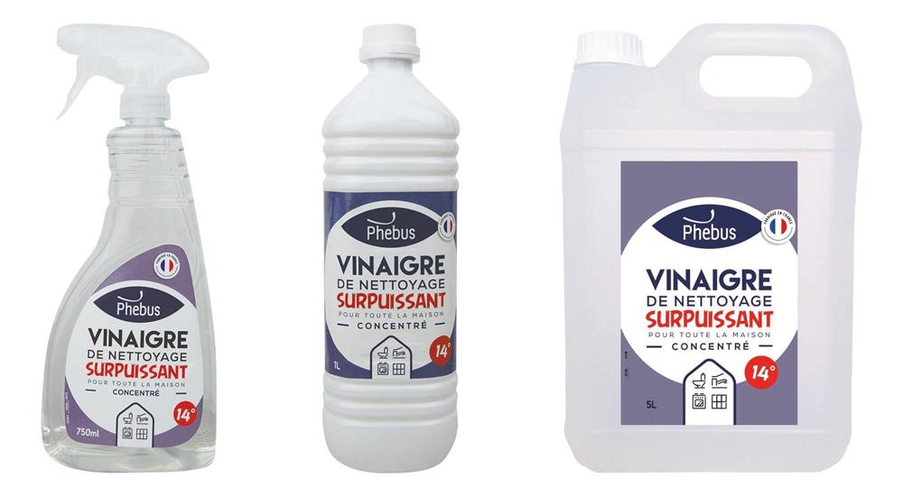 Vinaigre de nettoyage surpuissant 14° - Phebus | Disponible en 750ml, 1L ou 5L