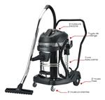 Aspirateur eau et poussière 60L Cuve métallique et basculante - Schneider 50007