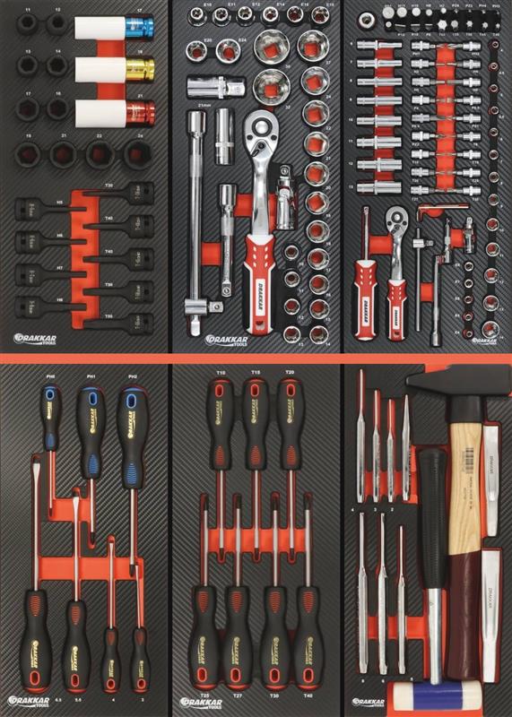 Drakkar Tools 25116 - Servante d'atelier 7 tiroirs - 187 outils